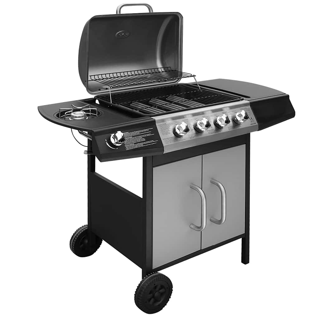 Vidaxl Gasbarbecue 4+1 zona di cottura nero e argento
