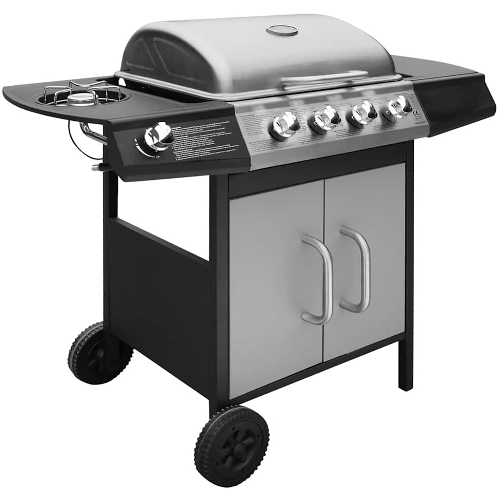 Vidaxl Gasbarbecue 4+1 zona di cottura nero e argento