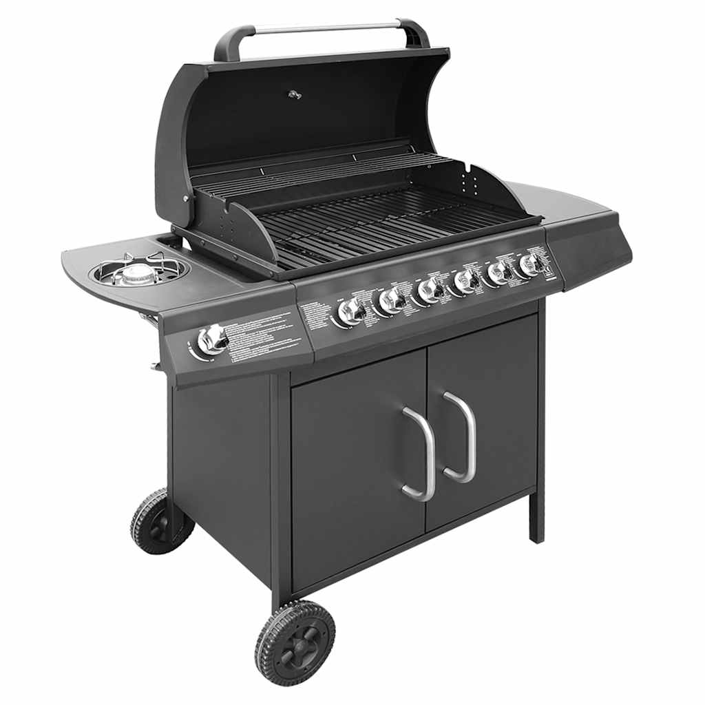 Barbacoa de gas vidaxxl 6+1 zonas de cocción negra