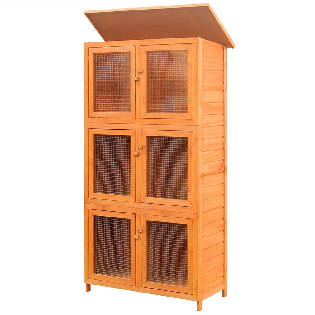 Vidaxl dierenhok 6 kamers hout