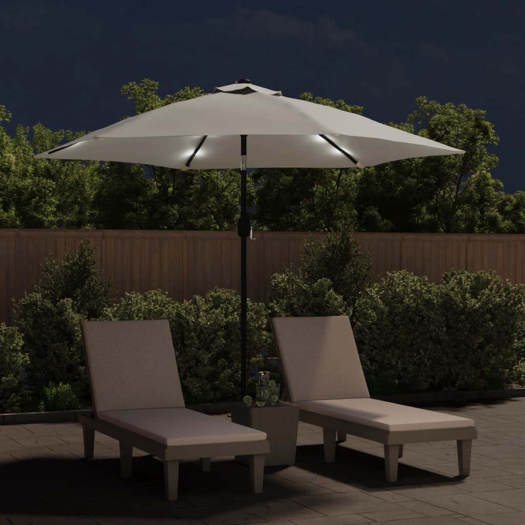 Vidaxl Parasolo galleggiante con LED 3 m di sabbia bianca
