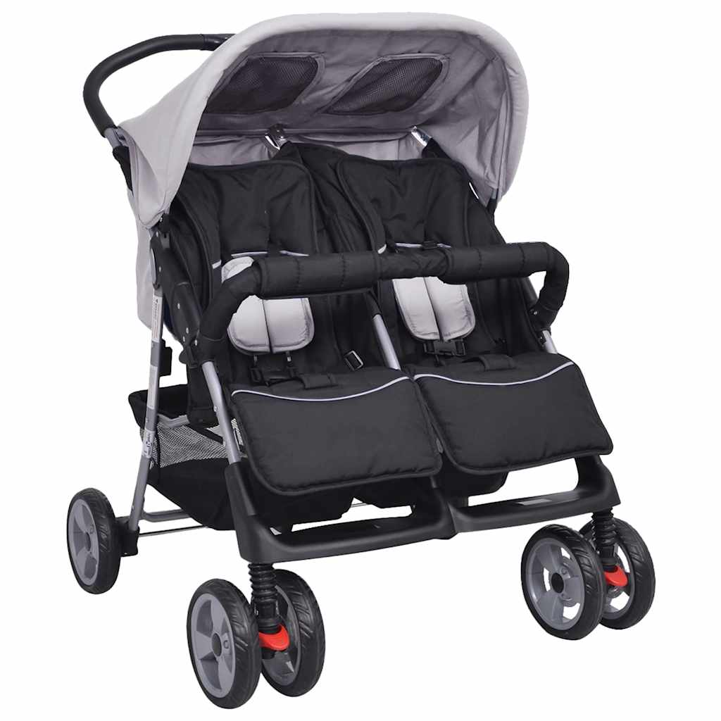 Vidaxl Twin Car Steel Grey and Black