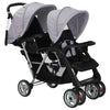 Vidaxl Pram doble acero gris y negro