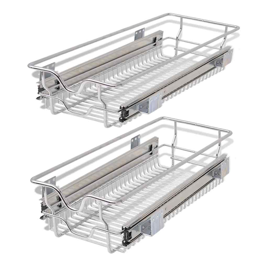 I cestini del filo Vidaxl estendono 2 ST 300 mm di colore argento