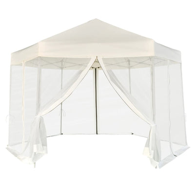Vidaxl PartyTent pop-up esagonale con 6 pareti laterali 3,6x3,1 m crema bianca