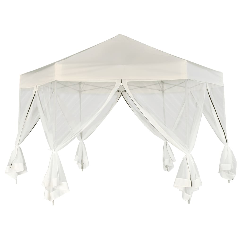 Vidaxl PartyTent Pop-Up Hexagonal con 6 paredes laterales de 3.6x3.1 M White