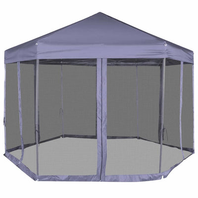 Tenda da festa Vidaxl con pareti laterali pop-up esagonale 3.6x3,1 m blu scuro