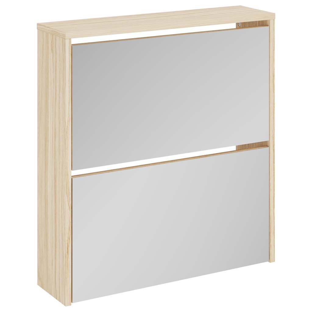 Vidaxl Cabinet da scarpe Due ayer con specchio 63x17x67 cm quercia