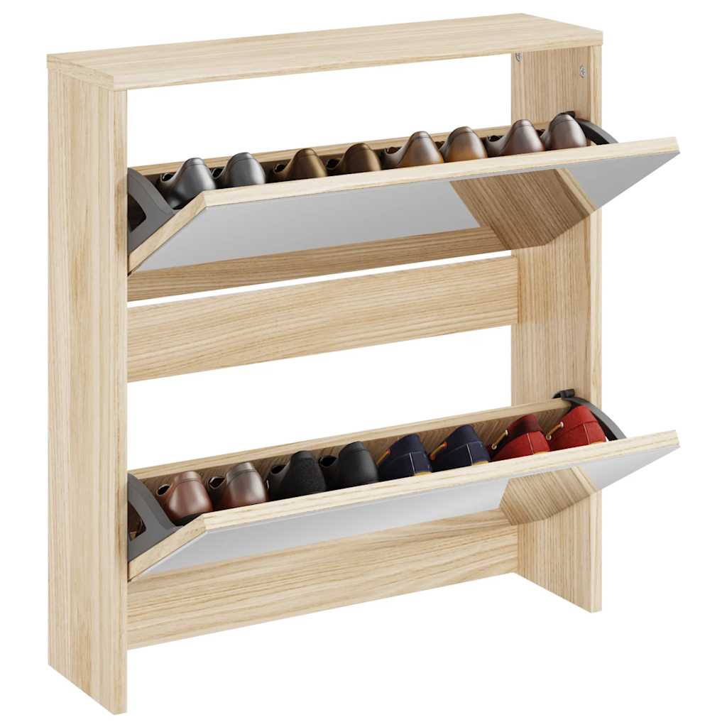 Vidaxl Cabinet da scarpe Due ayer con specchio 63x17x67 cm quercia