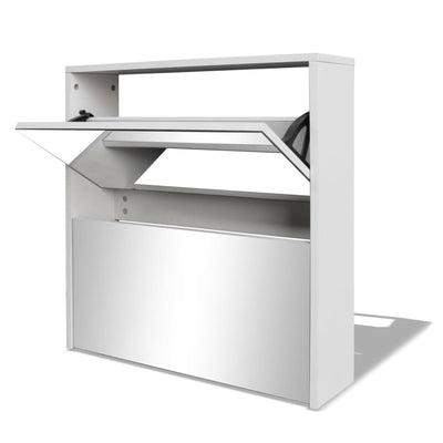 Vidaxl Cabinet da scarpe Due ayer con specchio 63x17x67 cm bianco