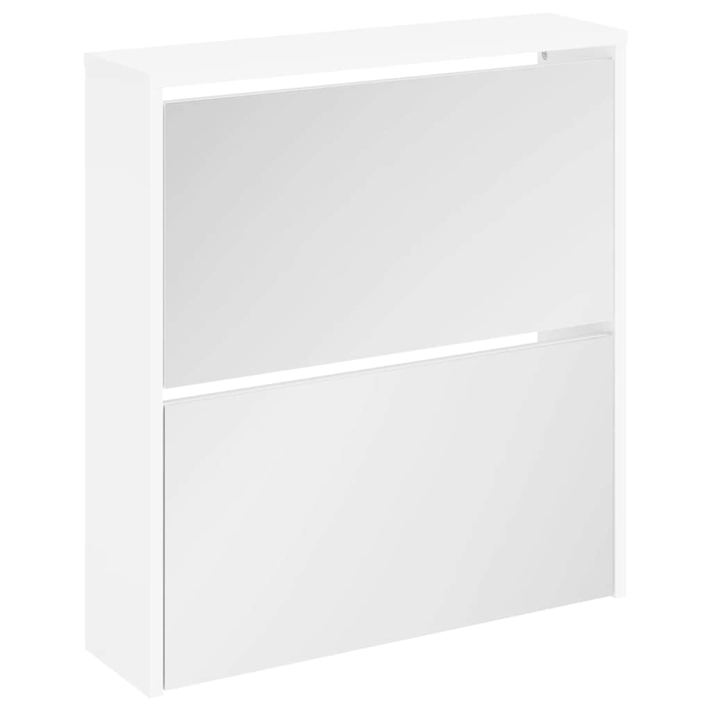 Vidaxl Cabinet da scarpe Due ayer con specchio 63x17x67 cm bianco