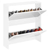 Gabinete de zapatos Vidaxl dos capas con espejo 63x17x67 cm blanco