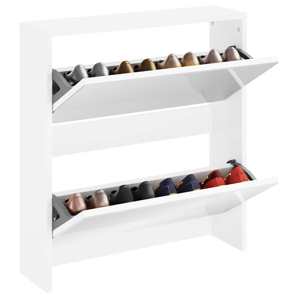 Vidaxl Cabinet da scarpe Due ayer con specchio 63x17x67 cm bianco