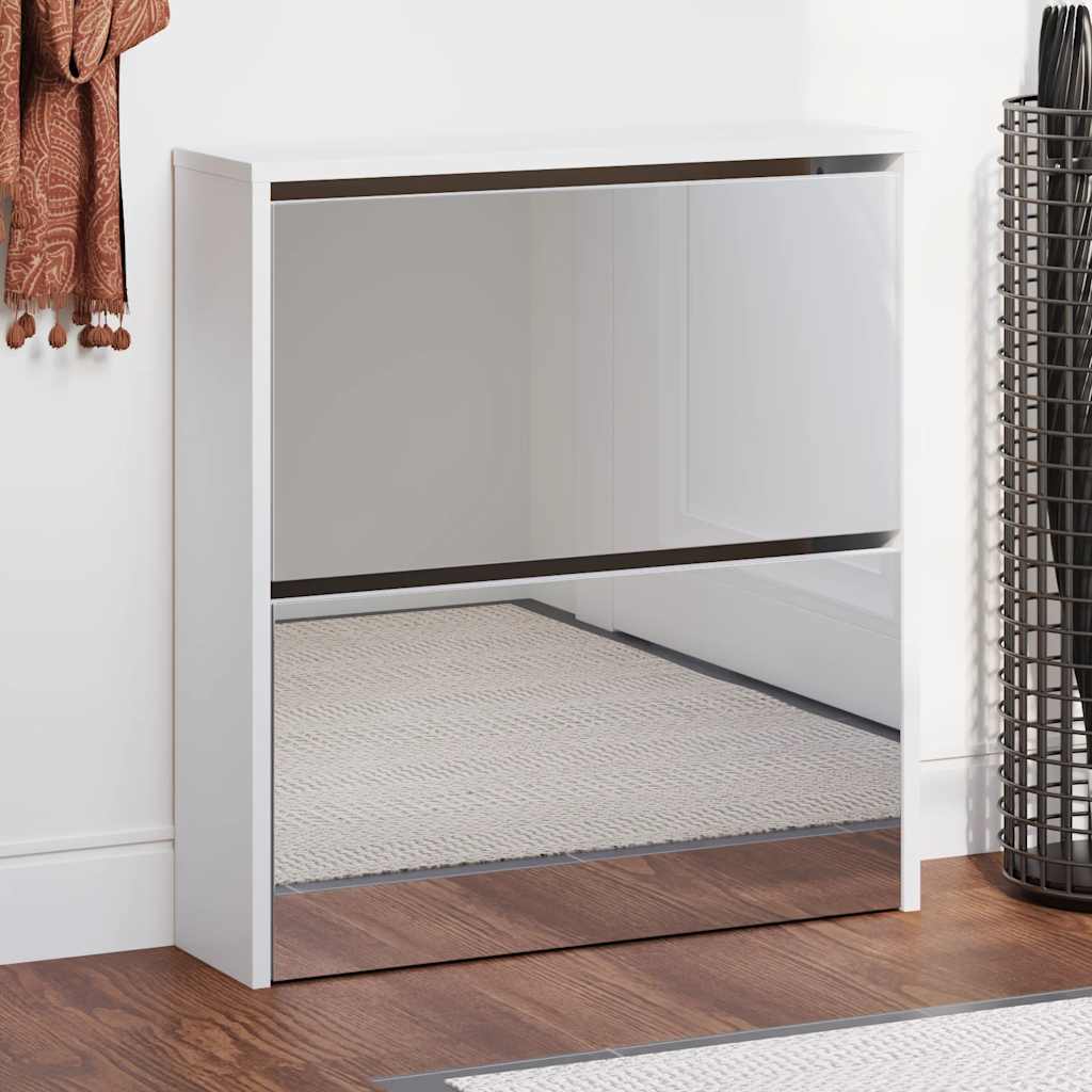 Vidaxl Cabinet da scarpe Due ayer con specchio 63x17x67 cm bianco