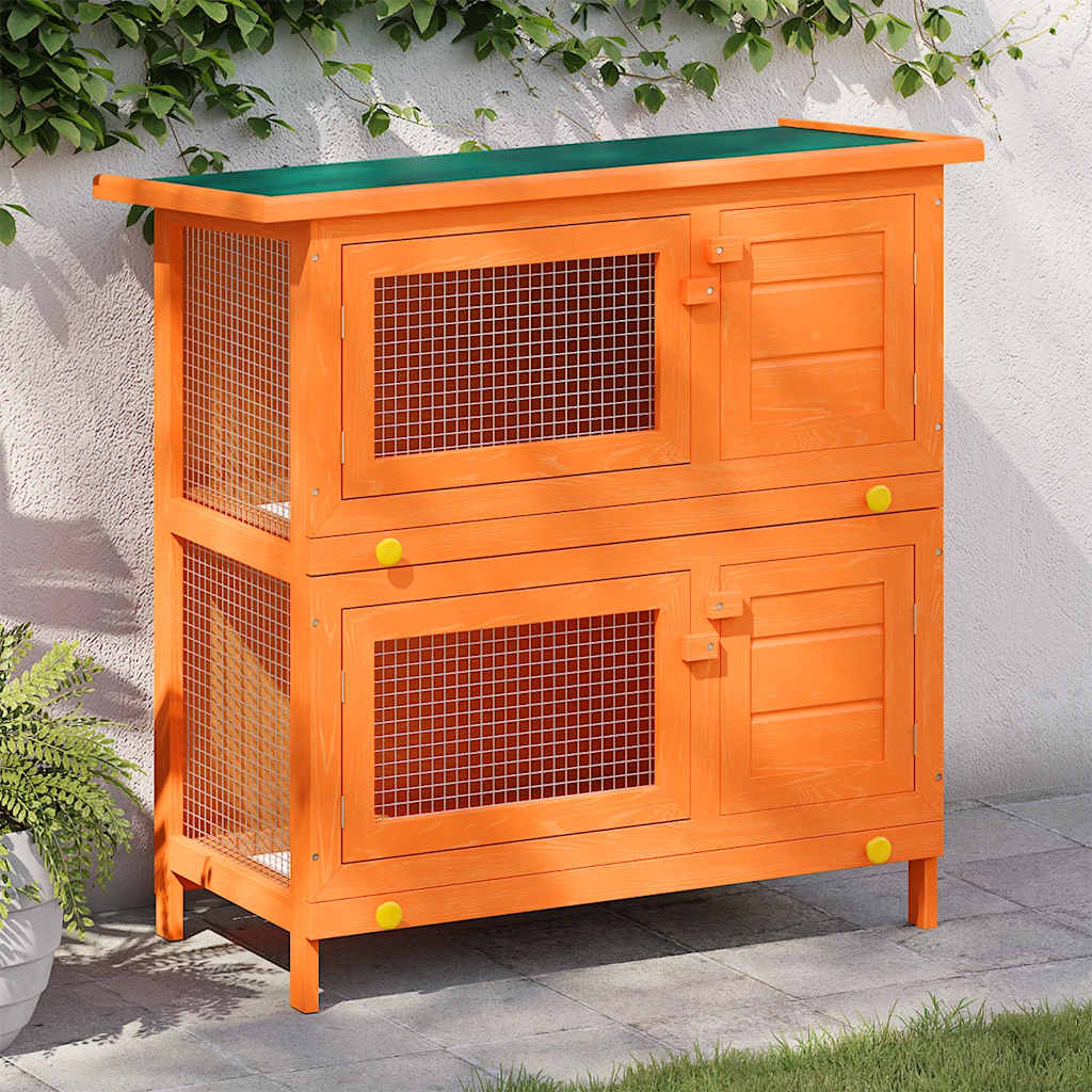 Conejera de exterior Vidaxx para mascotas pequeñas, 4 puertas, madera