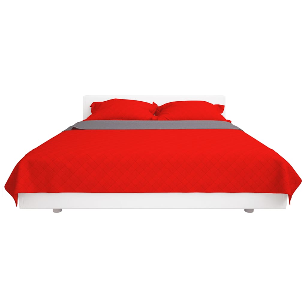 Vidaxl colchas de colcha de doble cara rojo y gris 220x240 cm