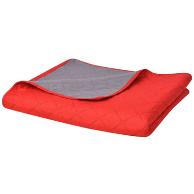 Vidaxl colchas de colcha de doble lado rojo y gris 230x260 cm