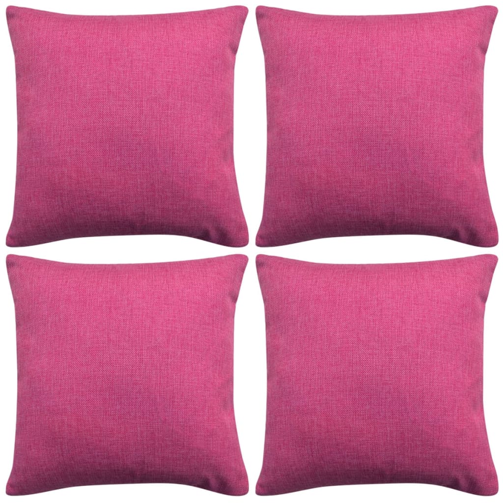 Vidaxl Cushion copre 4 pezzi in lino look rosa 40x40 cm