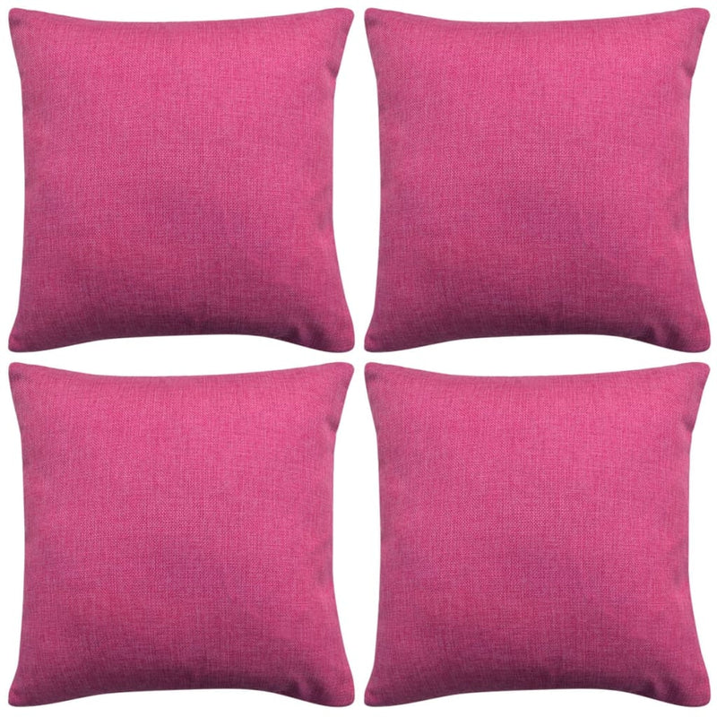 Vidaxl Cushion copre 4 pezzi in lino look rosa 40x40 cm
