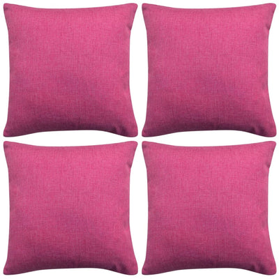 VidaXL Kussenhoezen 4 stuks linnen look roze 80x80 cm