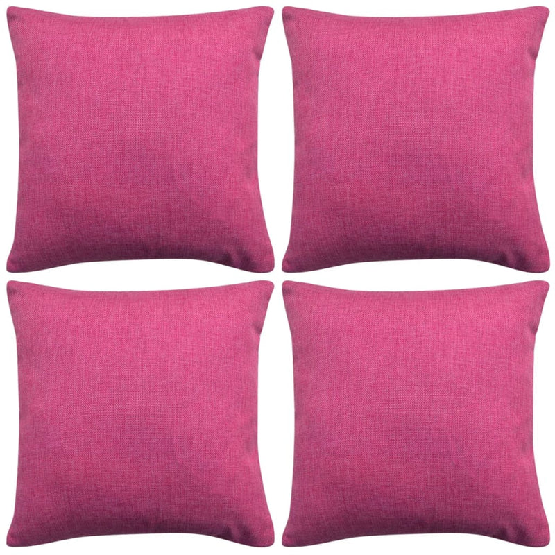 Vidaxl Cushion copre 4 pezzi Linen look rosa 80x80 cm