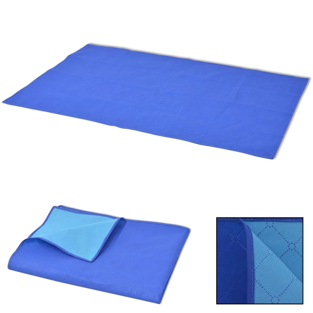 Vidaxl Picnic Rug 100x150 cm azul y azul claro