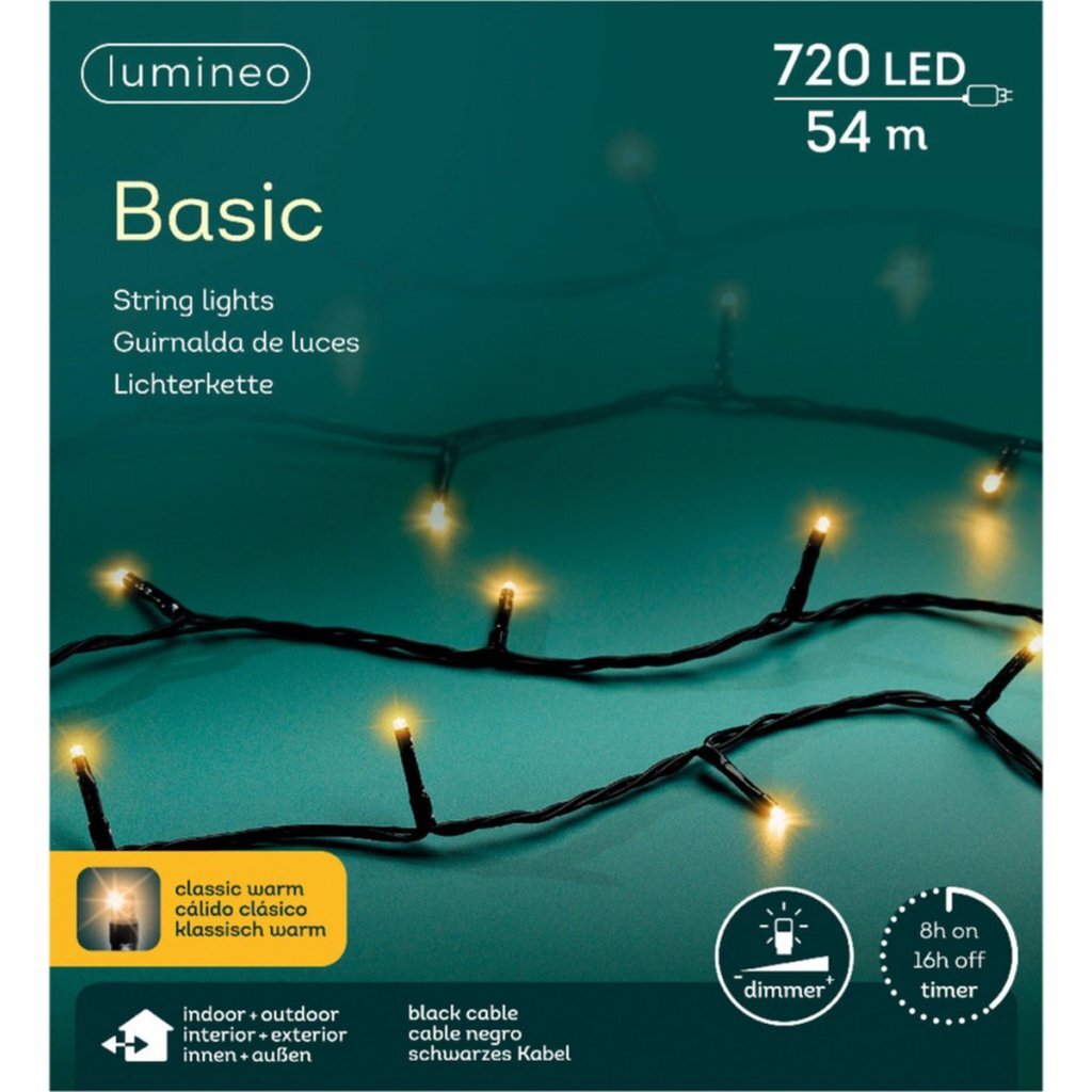 Kaemingk luces led básicas negro clásico cálido l.5400cm