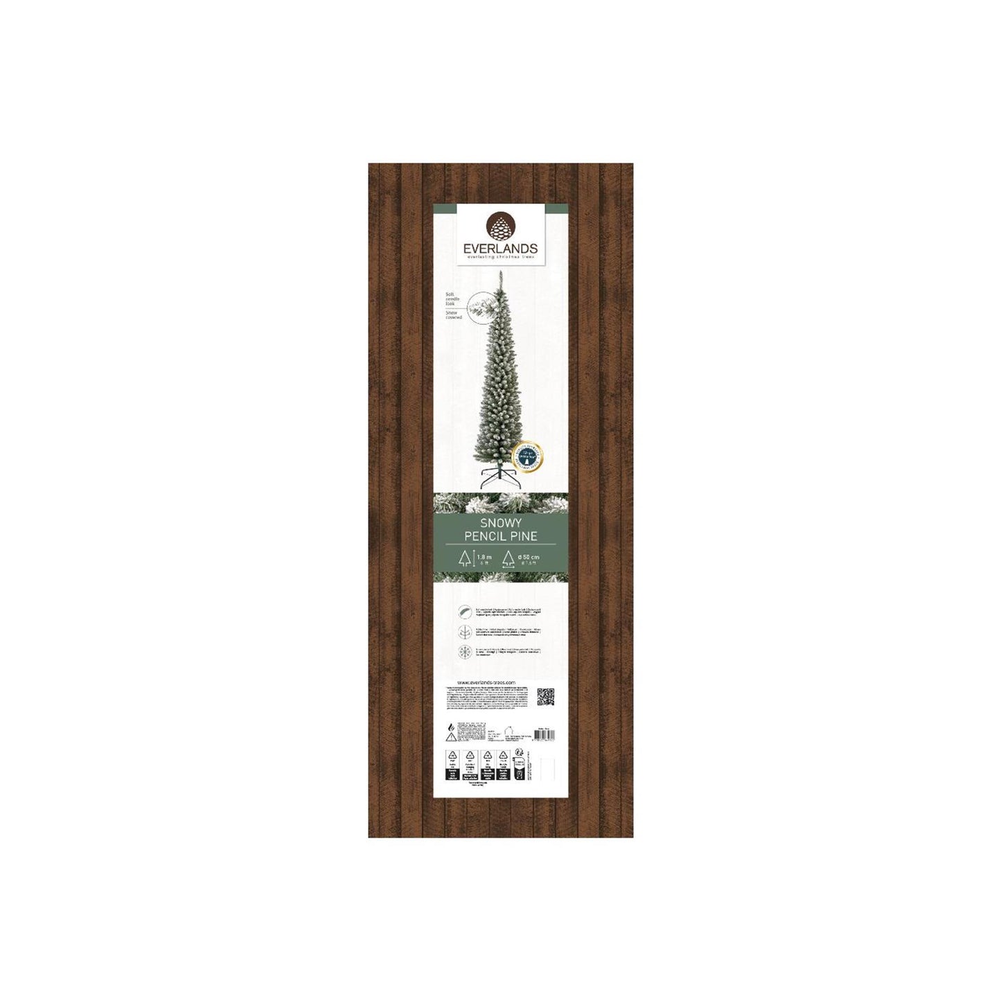 Everlands kerstboom pencil pine snowy ø50xh180cm