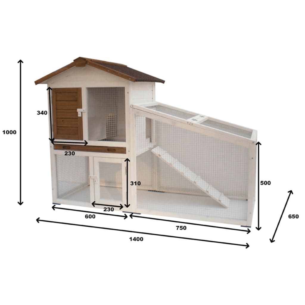 @Pet @pet coniglio loft tommy 140x65x100 cm bianco e marrone 20072