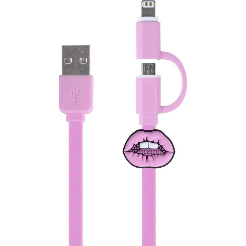 Kangaro Kangaro K-58191006 Dresz 2in1 Micro-USB Cable de carga + Pin labios rosa