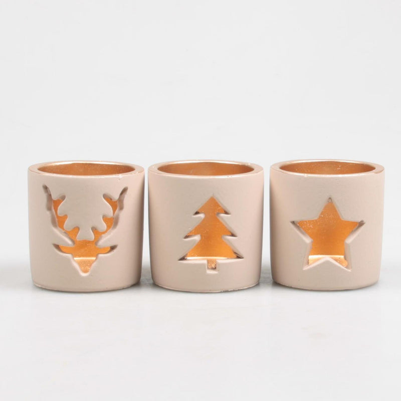 Season inspired decoration theelichthouder kerst crème ø8,5cm