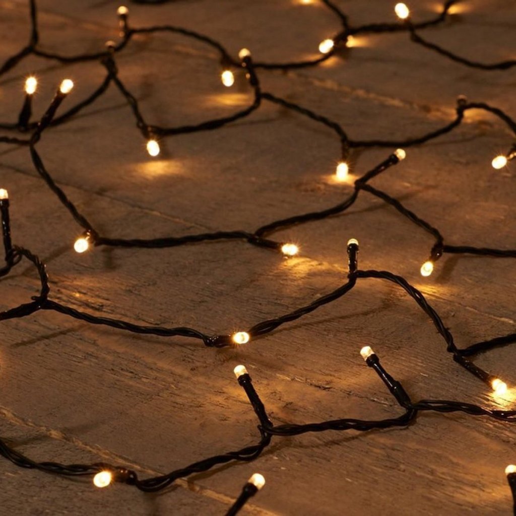 Ninguna marca s.i.a. Batería iluminación LED 48 LED 350 cm luz blanca cálida negro