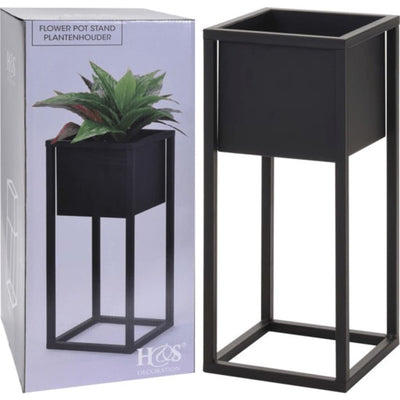 H S Collection H s Collection Flowerpot su metallo da 50 cm standard nero