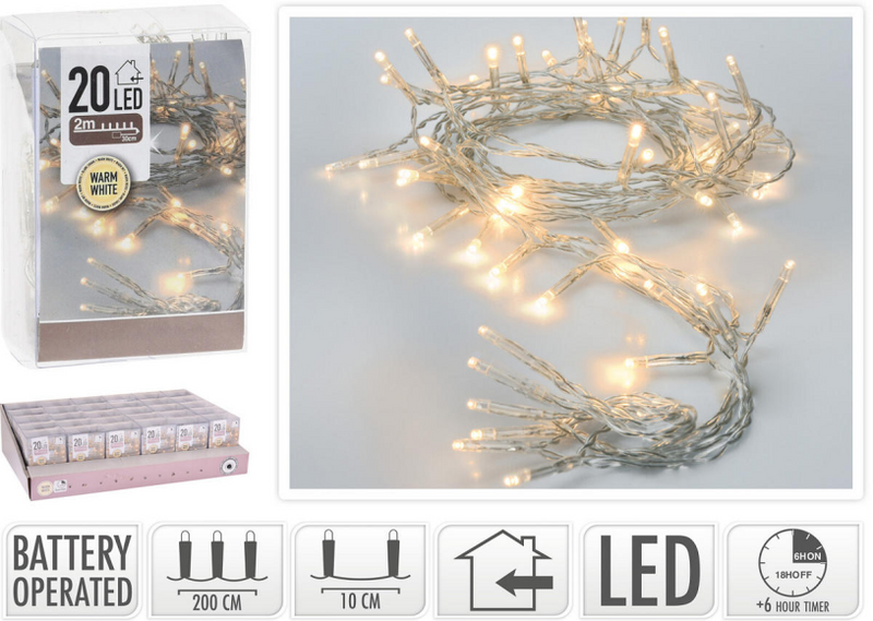 Illuminazione domestica a batteria 20l + timer bianco caldo