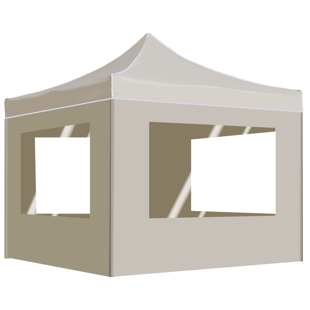Vidaxl PartyTent plegable con paredes de 3x3 m de crema de aluminio