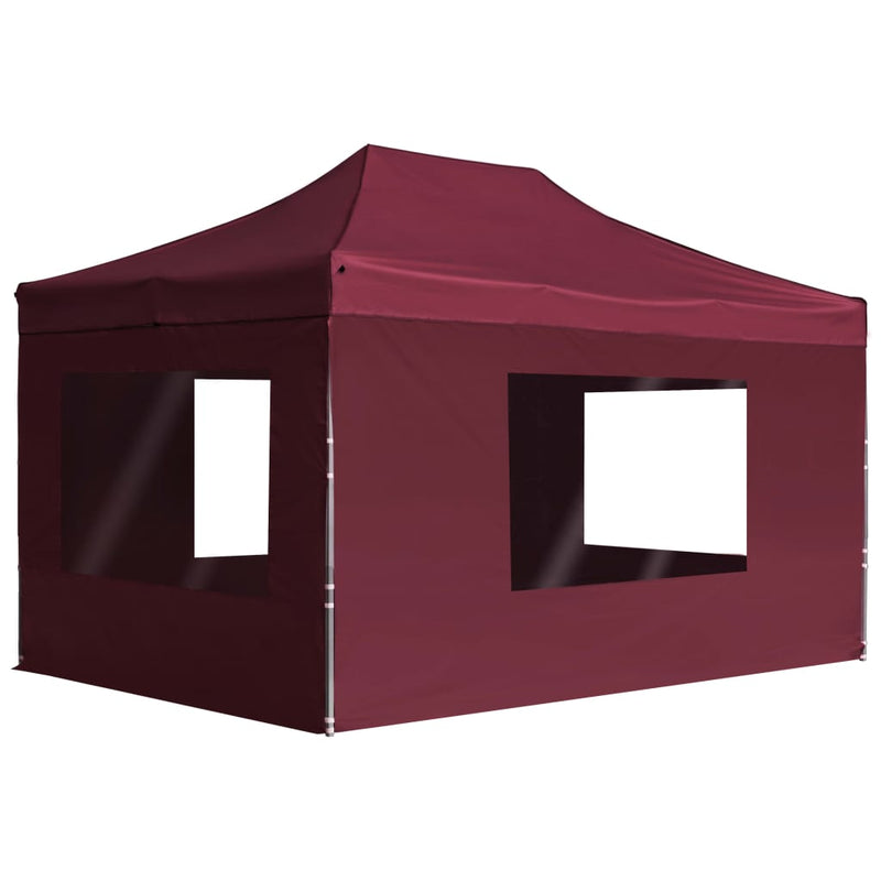 Vidaxl PartyTent plegable con paredes 4.5x3 m vino de aluminio rojo