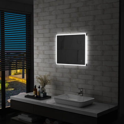 LED de espejo de baño Vidaxl con sensor táctil 60x50 cm