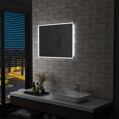 LED de espejo de baño Vidaxl con sensor táctil 80x60 cm