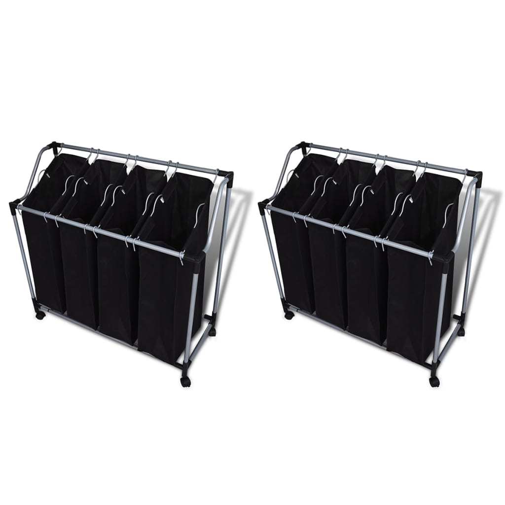 Vidaxl Wass Sourtters con borse 2 St Nero e grigio