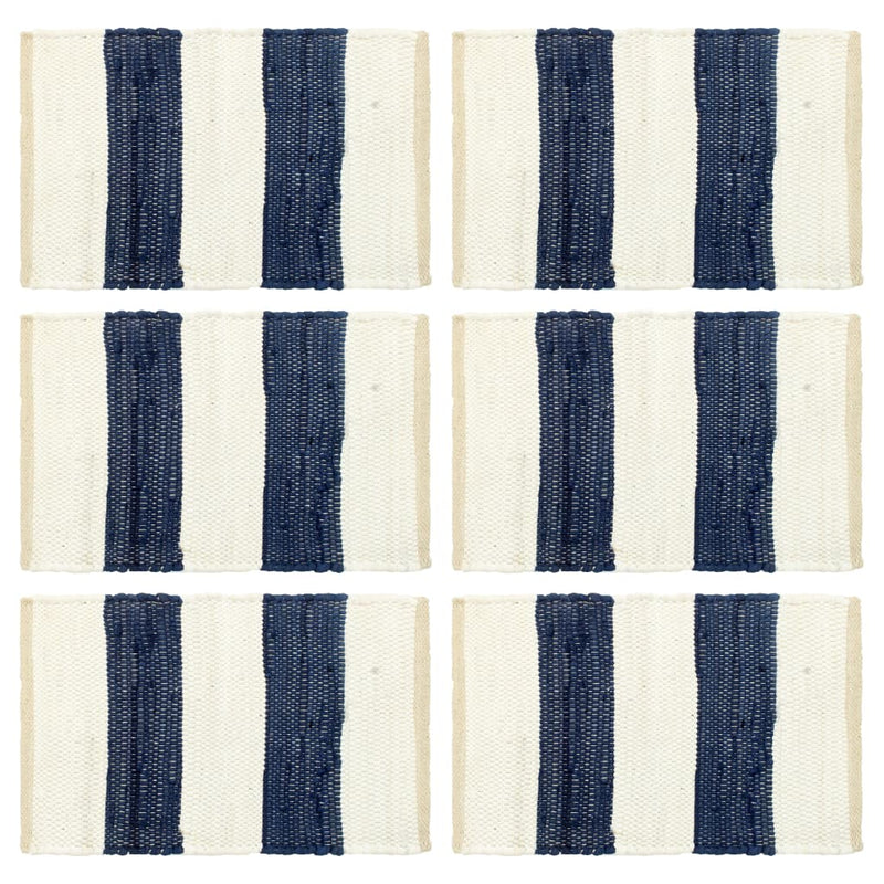 Vidaxl Pochemats 6 St Chindi Stried 30x45 cm blu e bianco