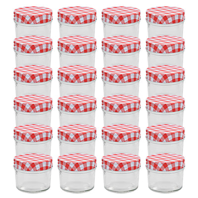 Vidaxl jampotten met wit met rode deksels 24 st 110 ml glas