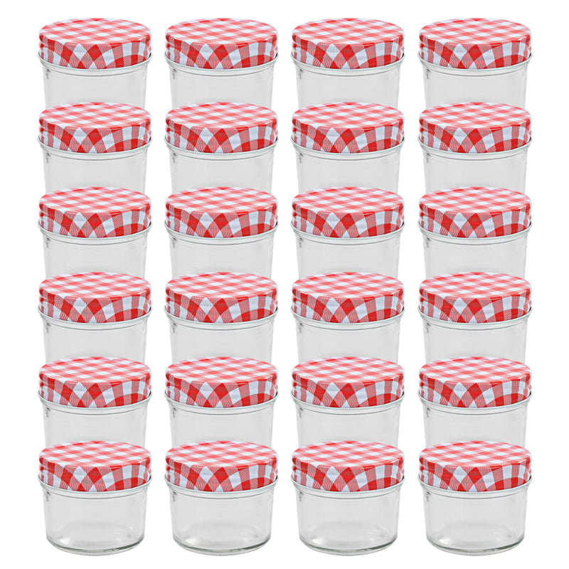 Jares de mermelada de Vidaxl con tapas rojas 24 St 110 ml de vidrio