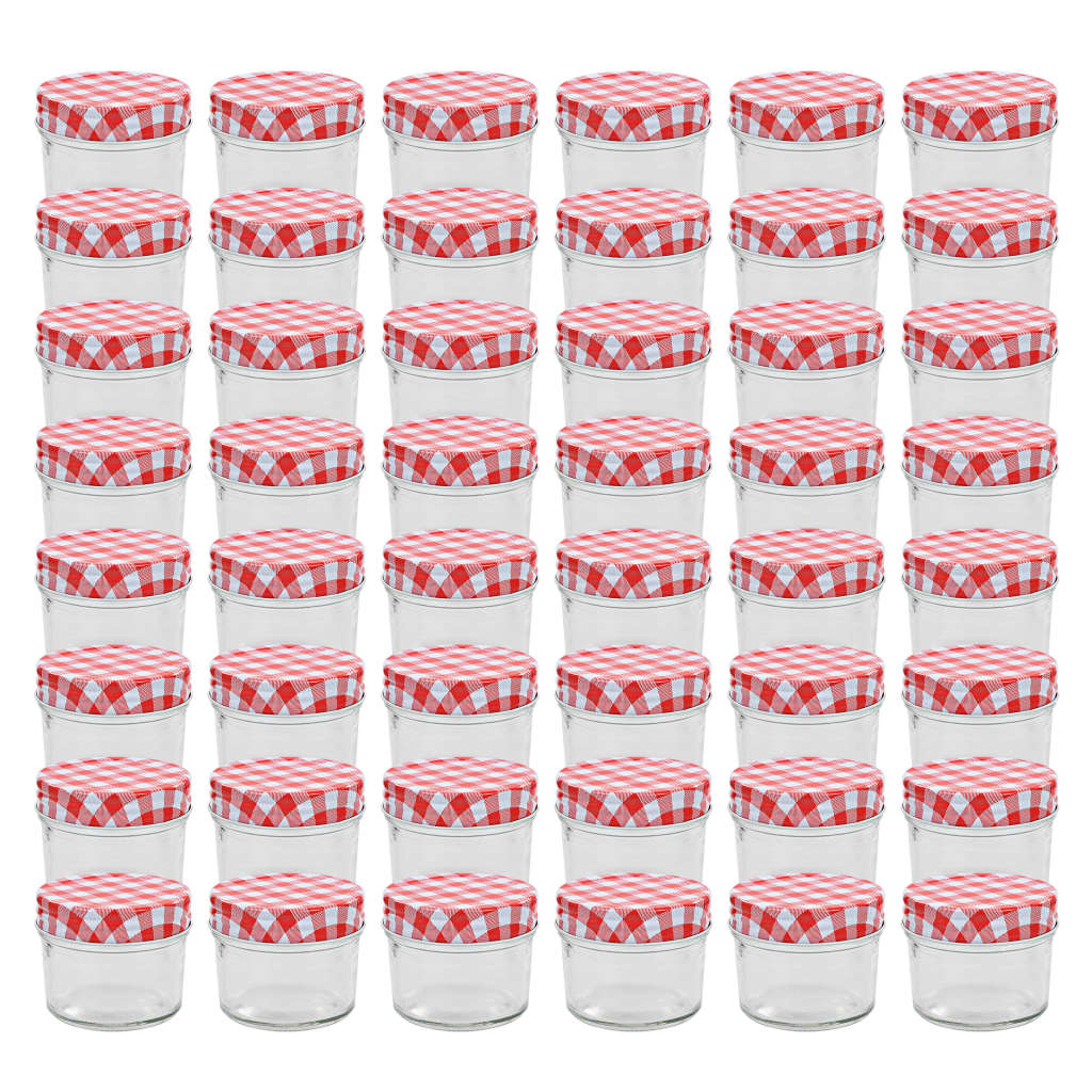 Vidaxl jampotten met wit met rode deksels 48 st 110 ml glas