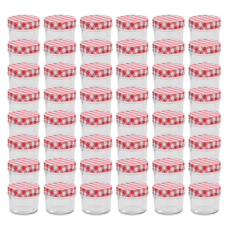 Jares de mermelada de Vidaxl con tapas rojas 48 St 110 ml de vidrio
