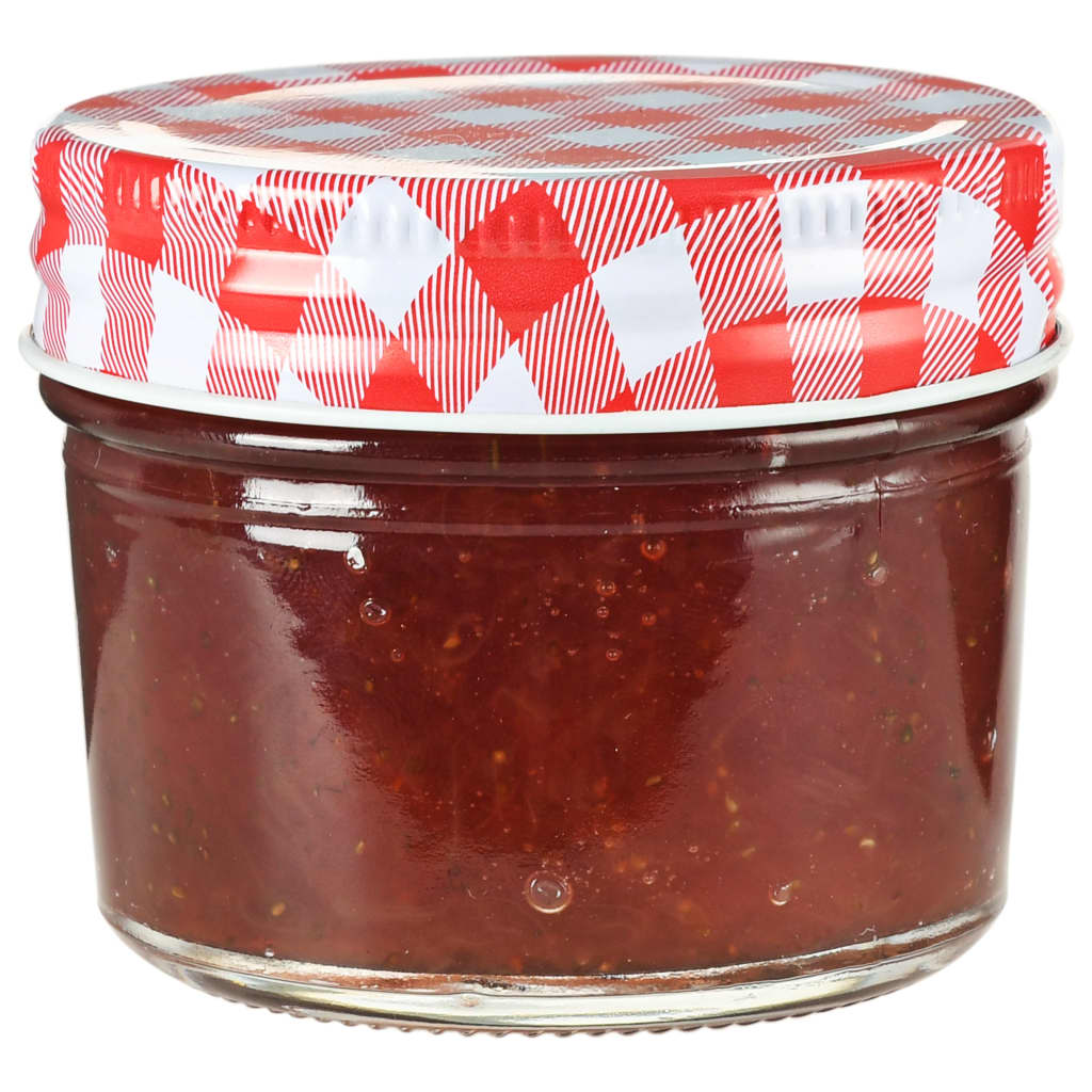 Vidaxl jampotten met wit met rode deksels 48 st 110 ml glas