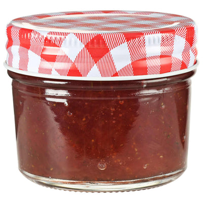 Vidaxl jampotten met wit met rode deksels 48 st 110 ml glas