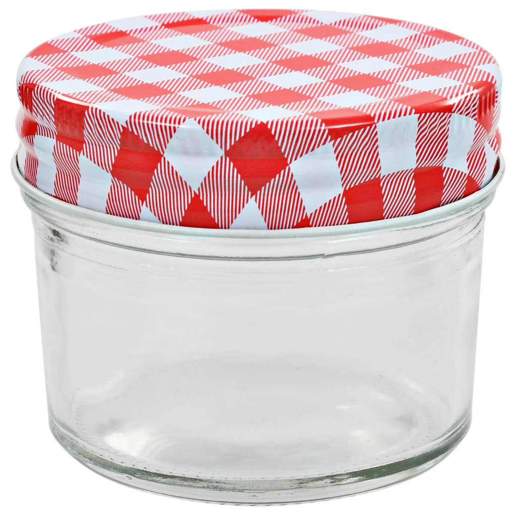 Vidaxl jampotten met wit met rode deksels 48 st 110 ml glas