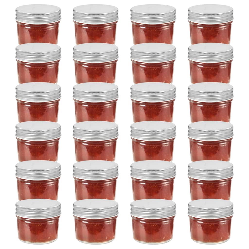 Vidaxl jampotten met zilverkleurige deksels 24 st 110 ml glas