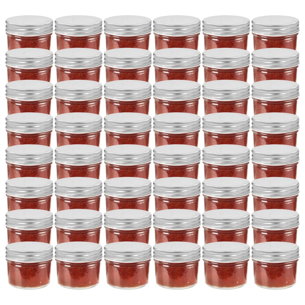 Vidaxxl tarros de mermelada con tapa plateada 48uds 110 ml vidrio