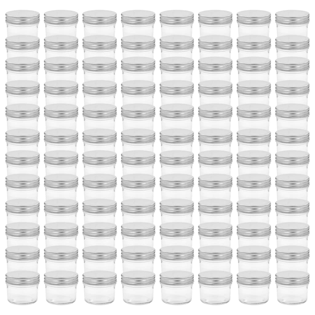 Vidaxxl tarros de mermelada con tapa plateada 96uds 110 ml vidrio